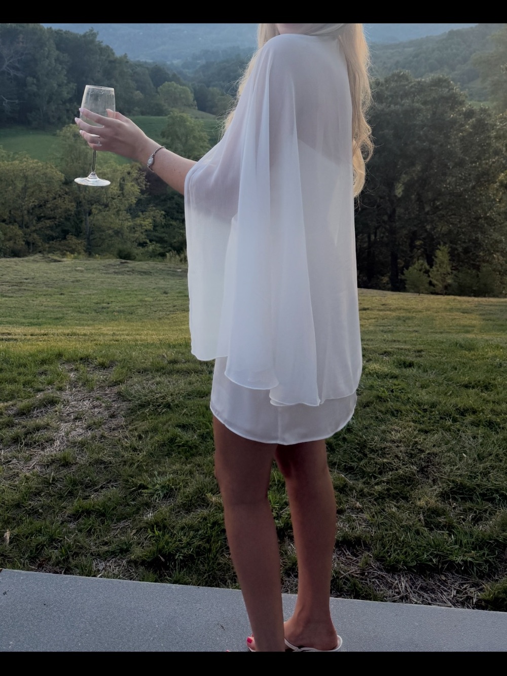 Park & Fifth Strapless White Mini Dress with Cape - BRIDAL